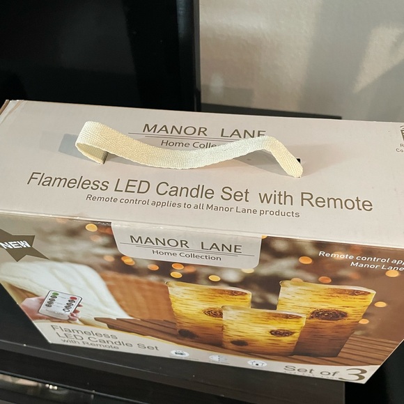 Set of 3 flameless candles, varied height, wood look, with remote - Picture 8 of 10